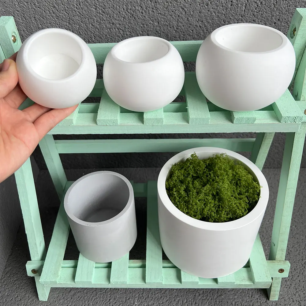 Cement Plant Pot Concrete Mold Outdoor Flower Pot DIY Silicone Mold Round Square Terrazzo Candle Vessel Pen Holder Mold