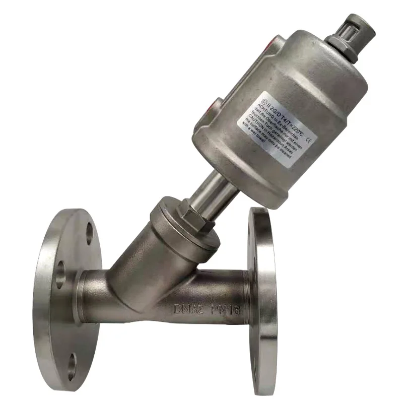 

DN80 304 Stainless Steel Flange Pneumatic Angle Seat Valve Steam High Temperature Resistant Flange Angle Seat Valve