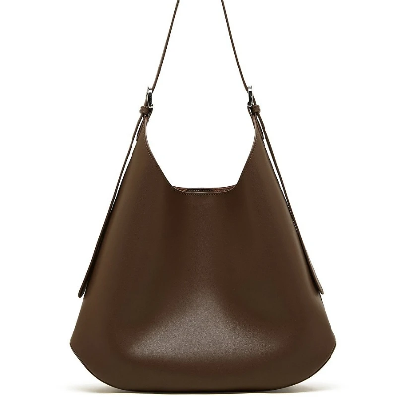 

Cowhide Tote Bag for Women New Single Large Capacity Commuter Shoulder Bucket Bag Niche Design Genuine Leather Underarm Bag