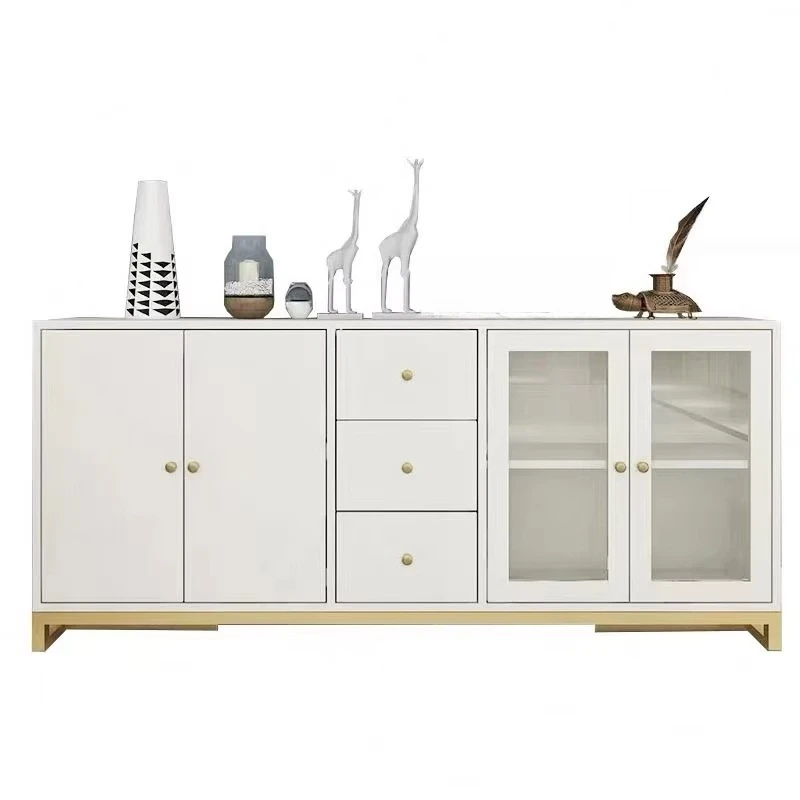 Modern white tableware collection solid wood restaurant storage cabinet