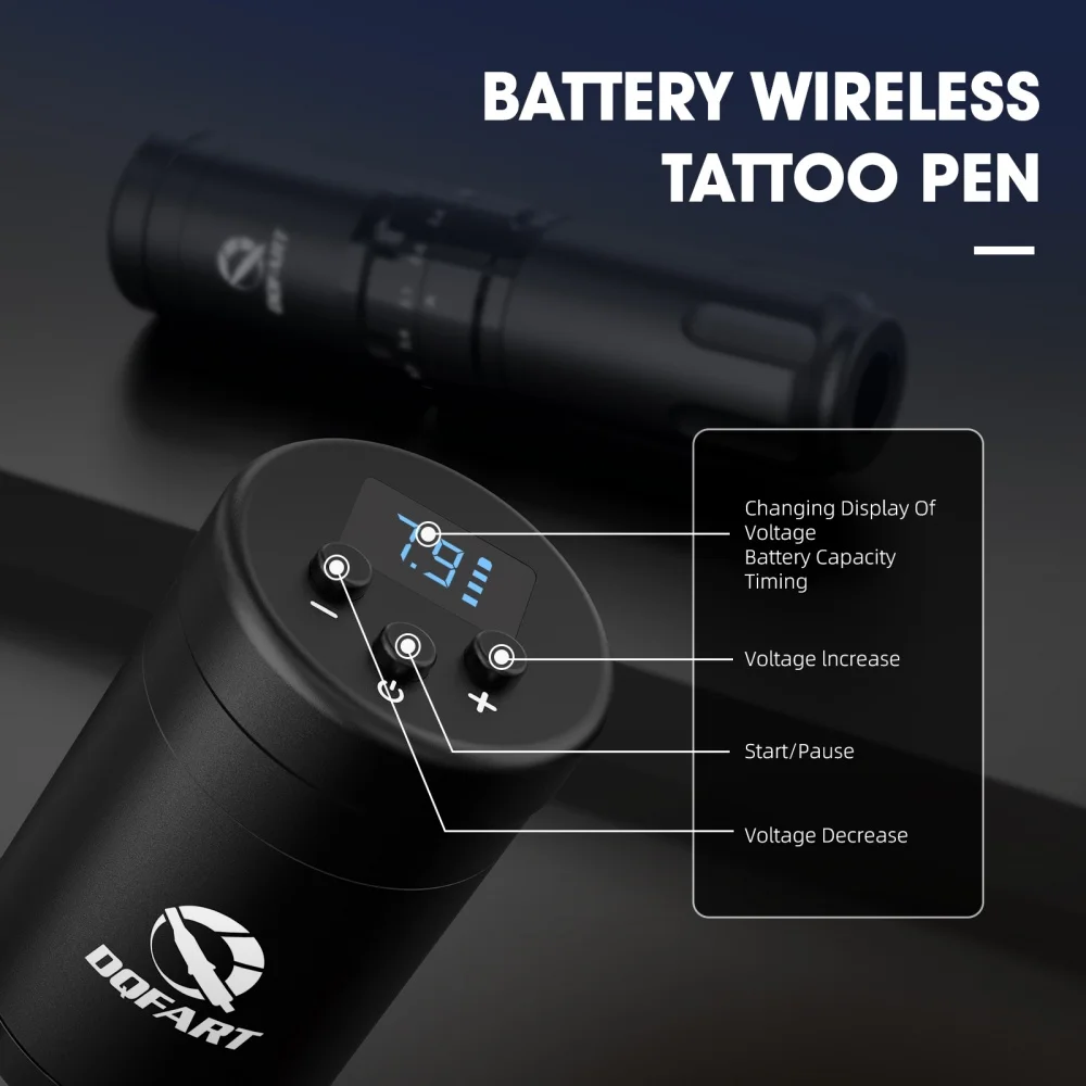 DQFART T1Pro Alloy Body 1500mAh Electric Wireless Tattoo Machine Tattoo Pen Ink Transfer Paper Practice Skin Body Art Creative