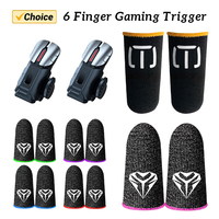 2pcs 6 Finger Gaming Trigger for PUBG Game Mobile Joystick Trigger Shooter Fire Button Controller for Iphone Android Phone