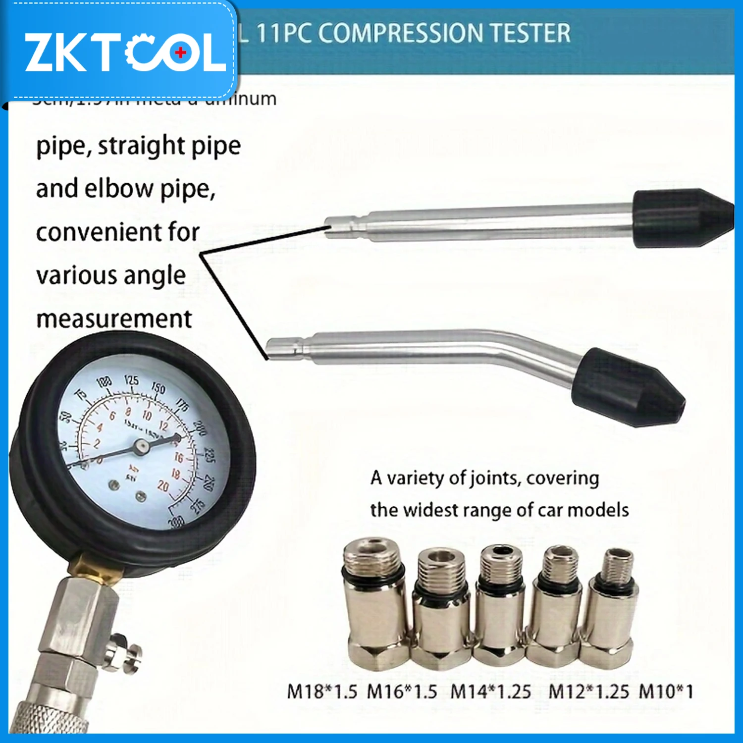 Car Engine Compression Tester Tool Kit for Motorcycle Car Truck Engine Cylinder Pressure Gauge, Engine Cylinder Pressure Gauge