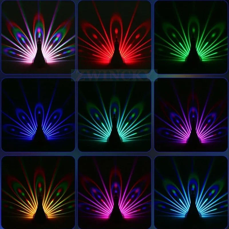 Peacock Lamp LED Wall Light with Remote Control Energy-saving Quick Installation Peacock Projection LED Night Light Decorative