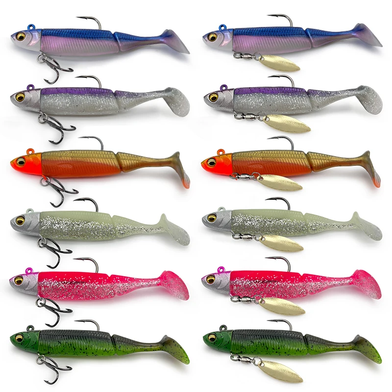 6 pièces leurres de pêche lestés au plomb appâts souples à lancer Ultra-long Spinner/ensemble de trois crochets leurres de pêche universels submersibles d'eau douce et d'eau salée