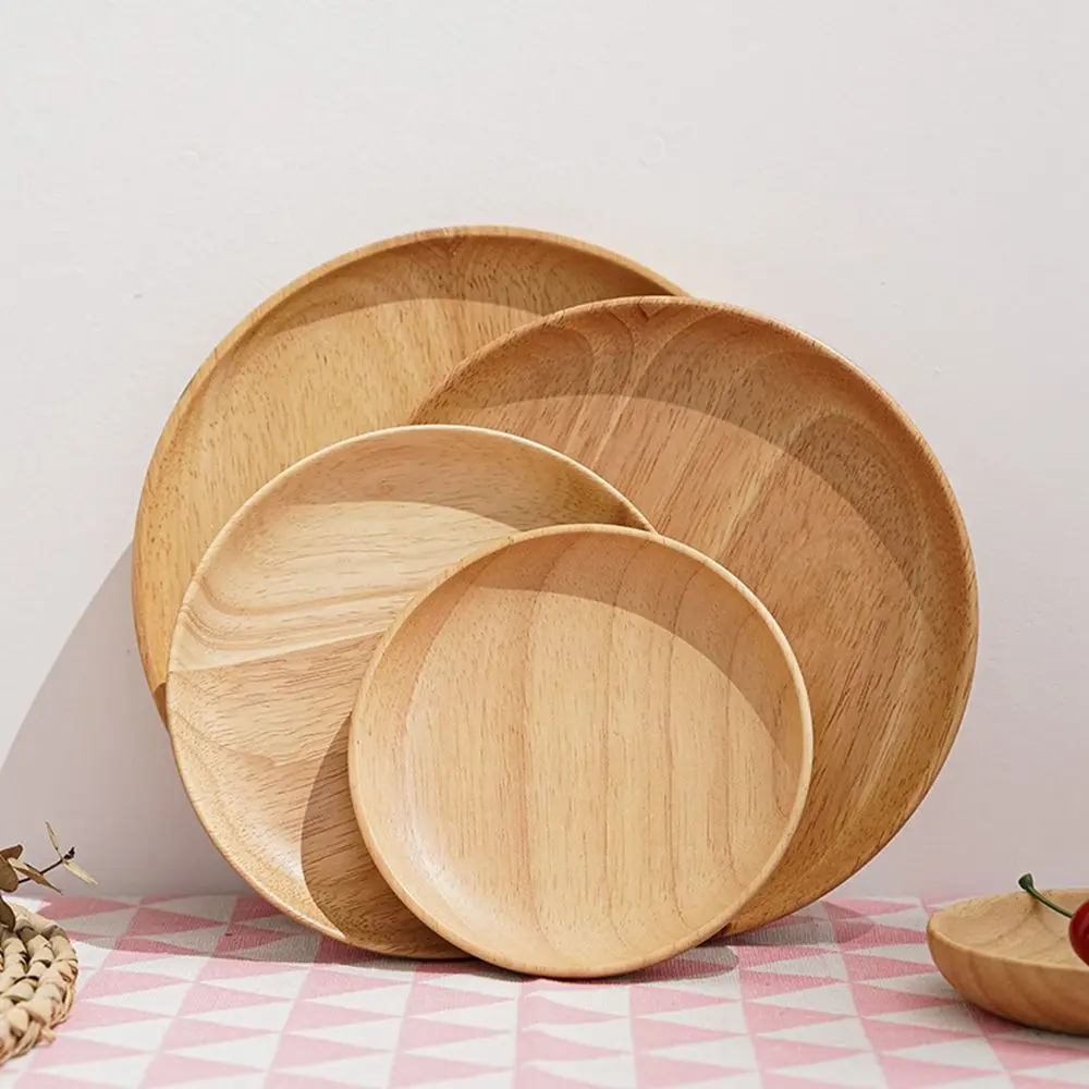 

Japanese Fruit Dishes Unbreakable Round Hand-made Tableware Dessert Plate Wood Plate Snack Plate Tea Tray