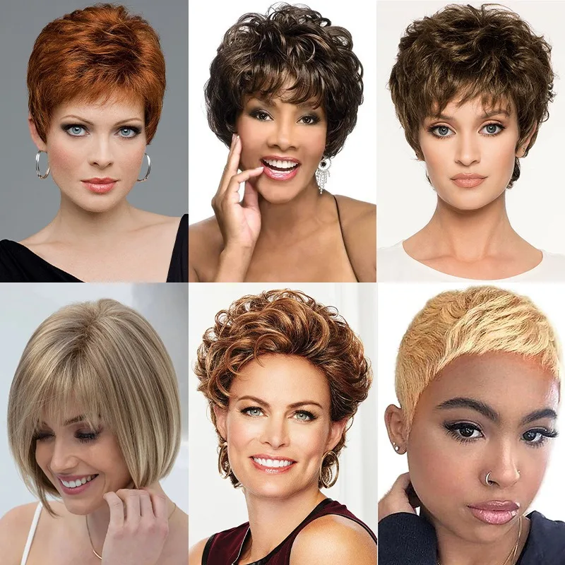 

Wig Fever Hair Woman Fashion Fluffy Short Hair Black Gold Brown Simulated Hair Bar Masquerade Daily Wear Full Wigs