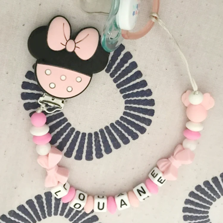 Clips para chupete de bebé con nombre personalizado gratis, cadenas para chupete personalizado, regalo para recién nacidos de estilo nórdico,