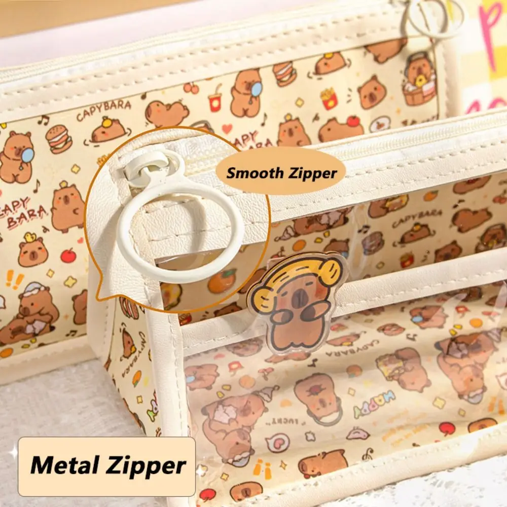 Wasserdichte Capybara-Stifttasche, PVC-Briefpapiertasche mit dreieckiger Basis, transparentes wasserdichtes Federmäppchen für Studenten
