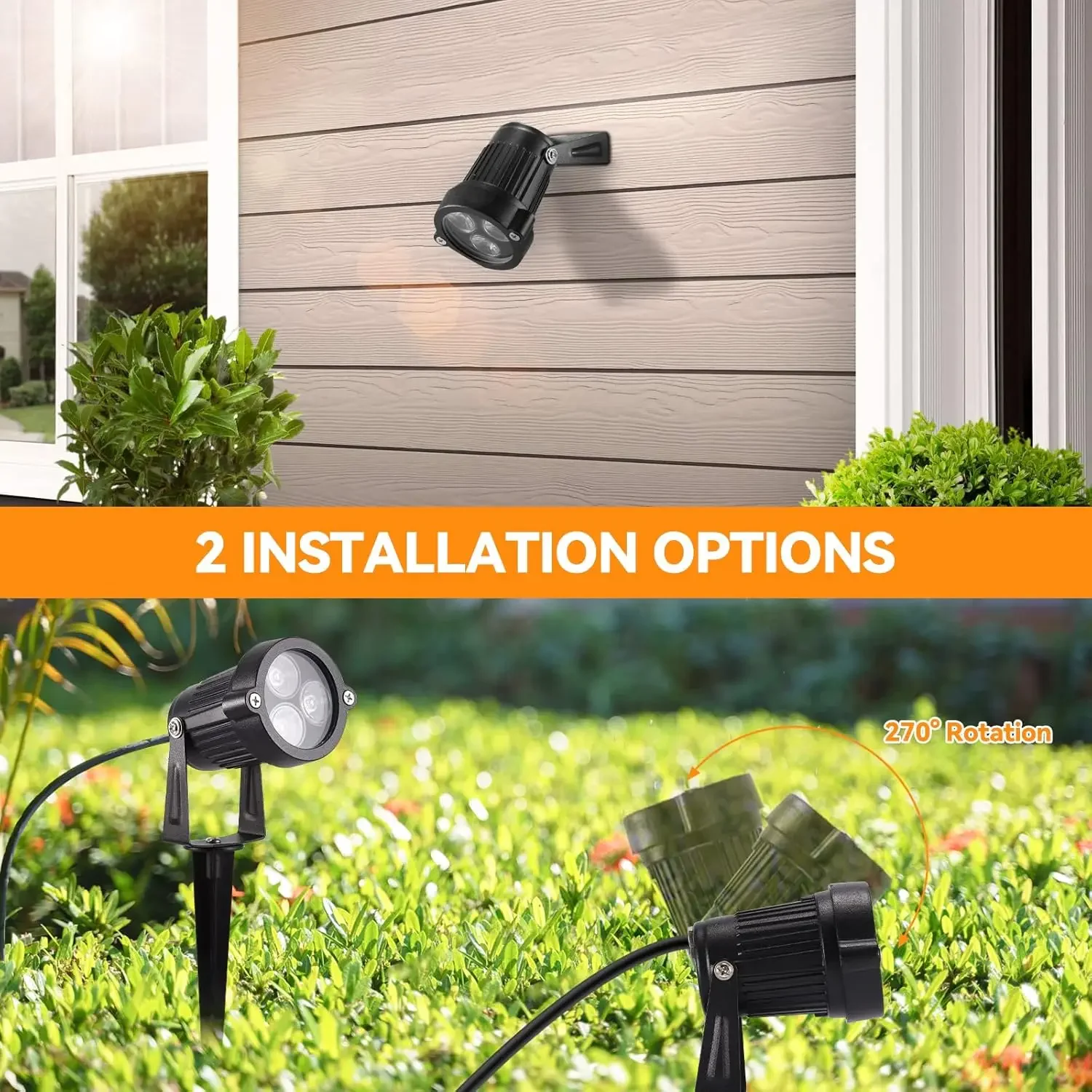 2-10 Pack Outdoor Water-Resistant LED Lawn Garden Landscape Lamp Wall Yard Path Patio Lighting Spot Spiked Stand with Power Plug