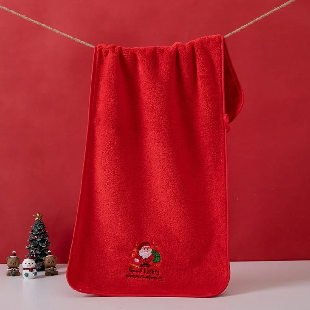 Christmas Theme Washing Towel Coral Fleece 35x75cm Party Favor Towel Soft Thicken Red Green Cotton Washing Towel Holiday Present