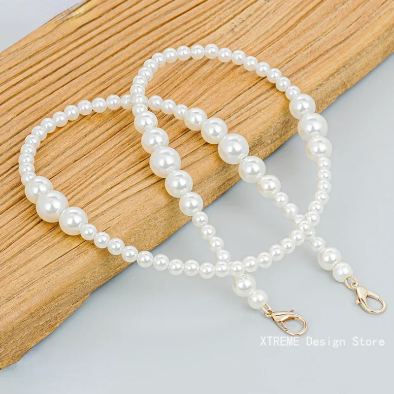 80/100/120cm Fashion Pearl Strap Versatile Casual Long Beaded Chain Shoulder Strap Bag Strap Bags Replacement Accessories