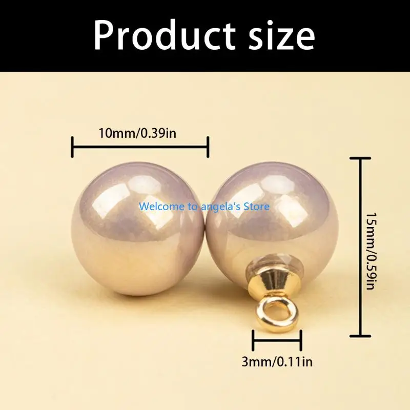 X4YC 50Pcs Elegant Resin Imitation Pearls Buttons For Shirt Sweater DIY Crafting Practical Clothing Accessories