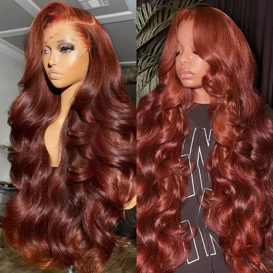 

Addictive Body Wave Reddish Brown 13x6 Lace Front Wig Preplucked Auburn Colored HD Lace Frontal Human Hair Wig