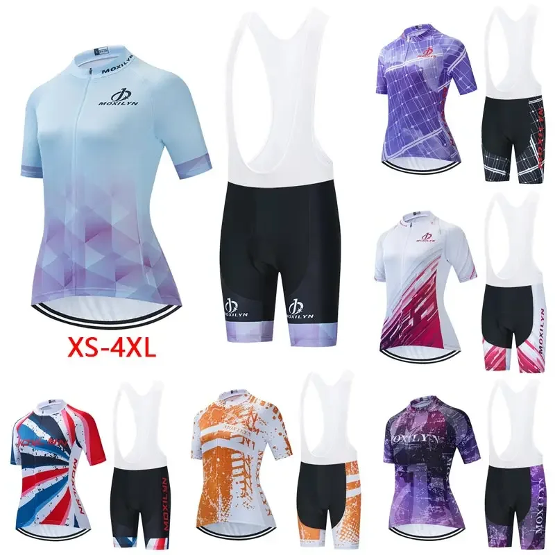 Moxilyn Pro Brand Women Cycling Jersey Set Quick-Dry Mountain Bike Cycling Clothes Summer Anti-UV Cycling Bicycle Clothing