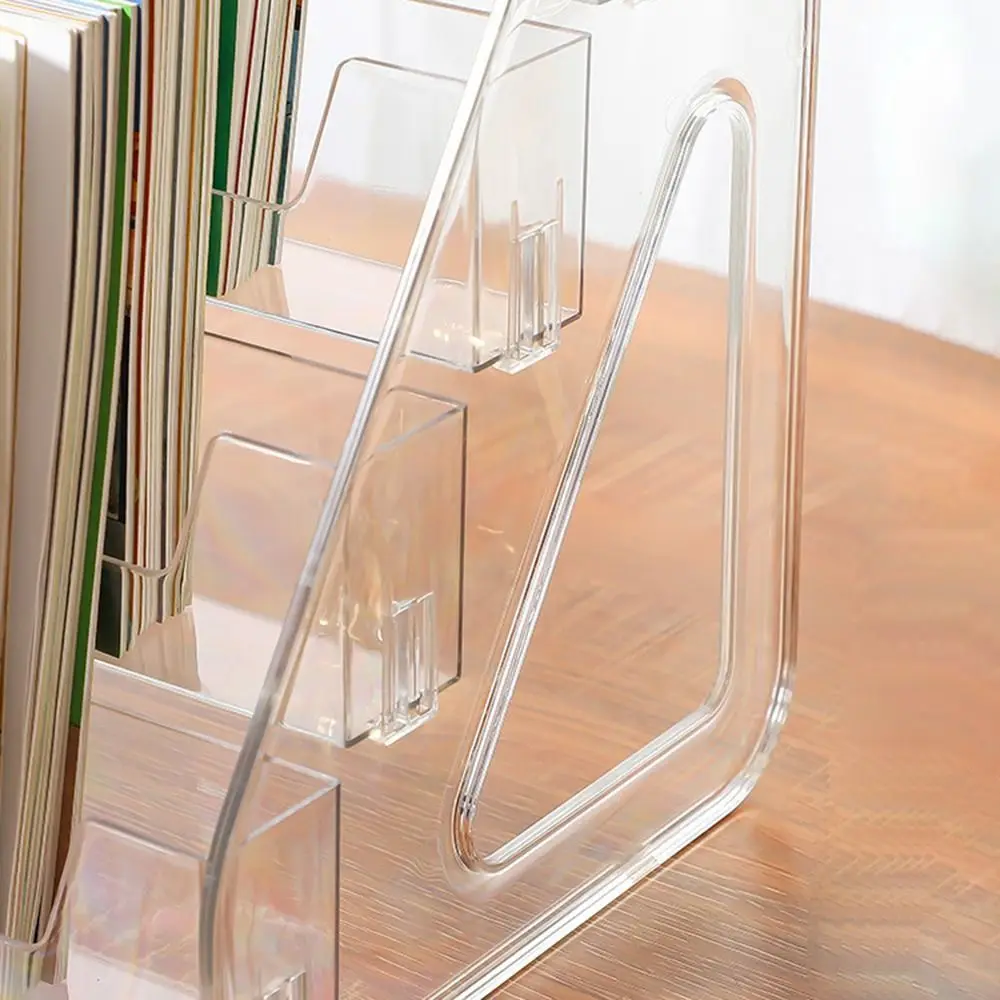 5 Tier Acrylic Book Display Rack DIY Ladder Type Badge Display Holder Detachable Modern Design Magazines Organizer
