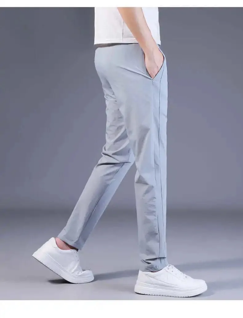 Summer Men Ice Silk Pants Straight Fit Large Size Multi Functional Comfortable Lightweight Quick Dry Sports Trousers image 3