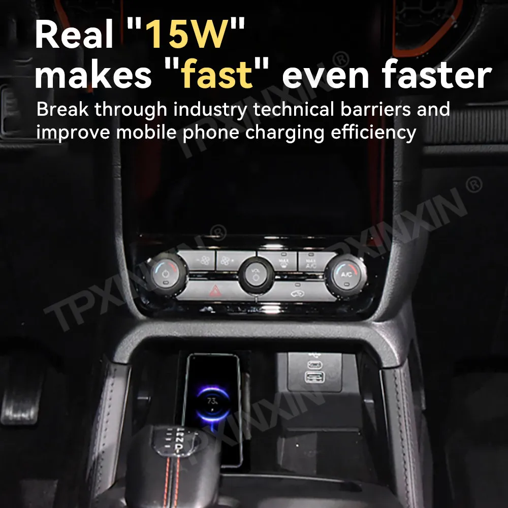 For Ford Ranger 2023-2024 Quick QI Car Wireless Charger Fast Charging Intelligent Infrared Mobile Phone Dashboard