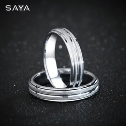 Rings for Men Women 4mm Classic Silver Matte Wire Drawing Process Engagement Gift Jewelry,Carved