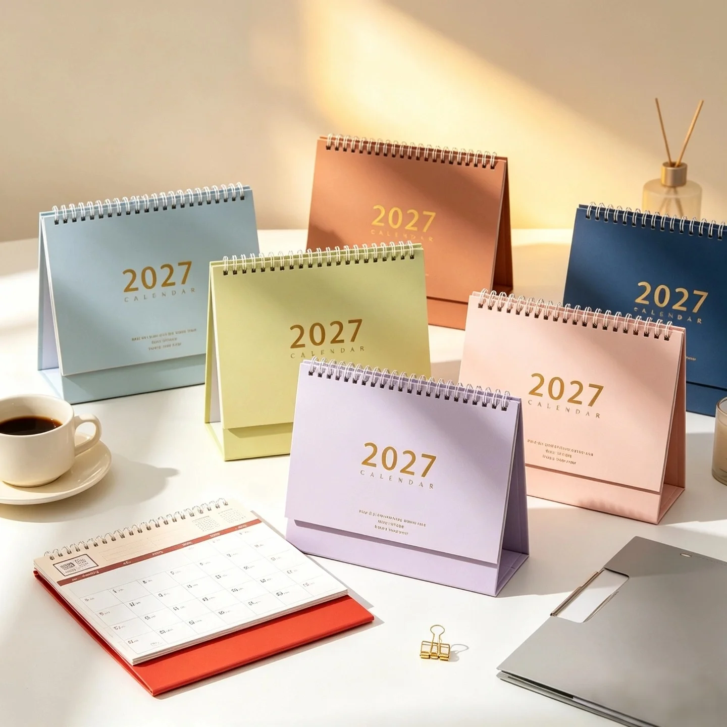2027 Morandi Desk Calendar, Minimalist Aesthetic Planner, Cute Office Organizer & Memo Pad, Aesthetic Desk Calendar,Office Decor