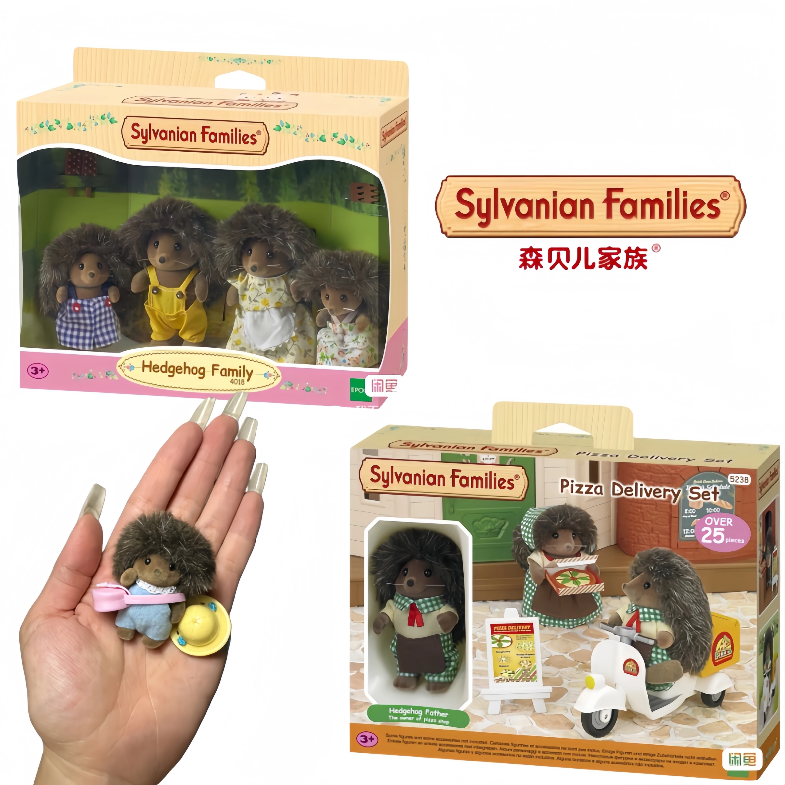 Original Sylvanian Anime Figures Country Hedgehog Family Moon Castle Series Toy Automotive Decoration Pvc Birthday Toy Gift