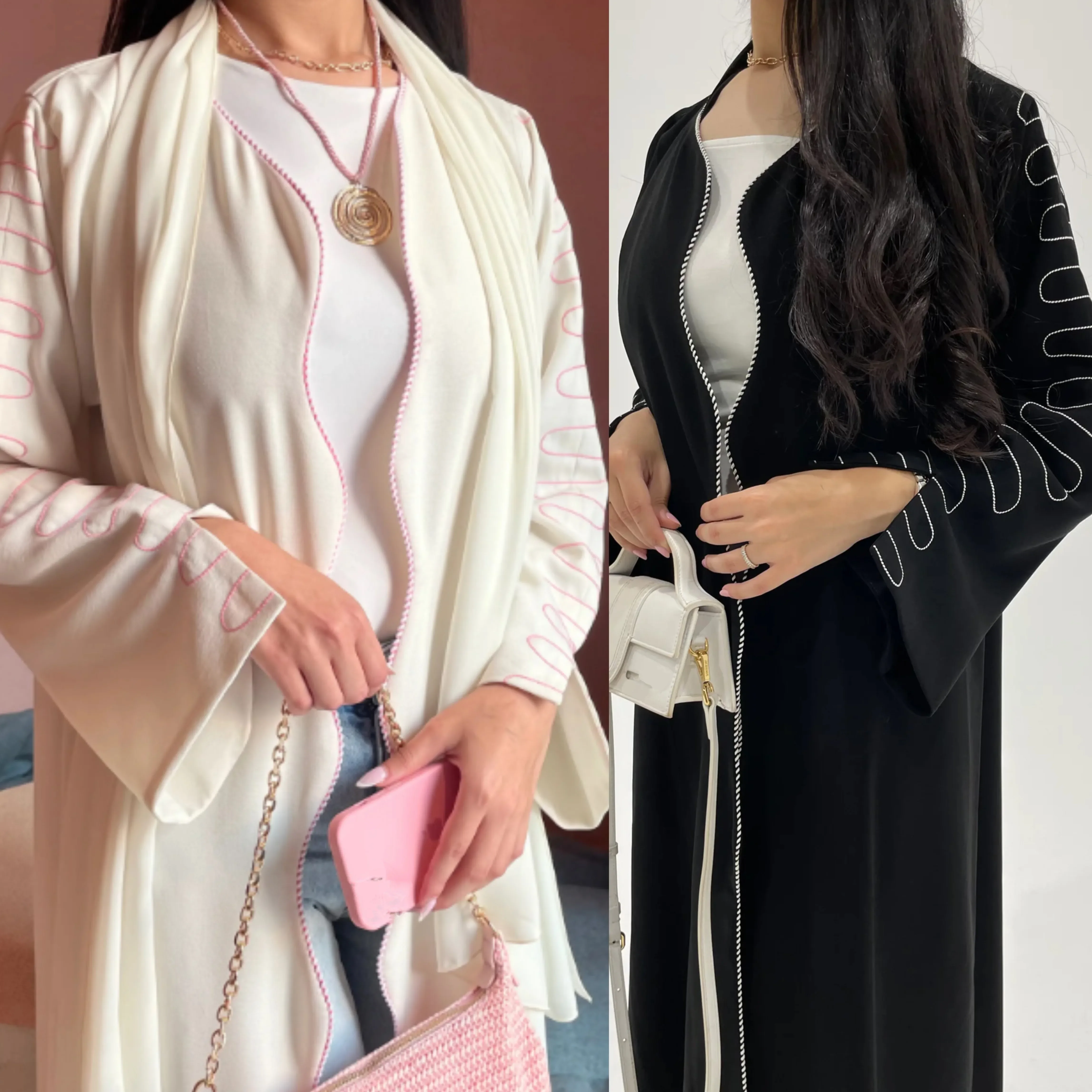 

Ramadan Muslim Cardigan Elegant Maxi Abayas Dubai Embroidery Sleeve Kaftan Kimono Jalabiya Eid Islam Clothing Women Arabic Robe
