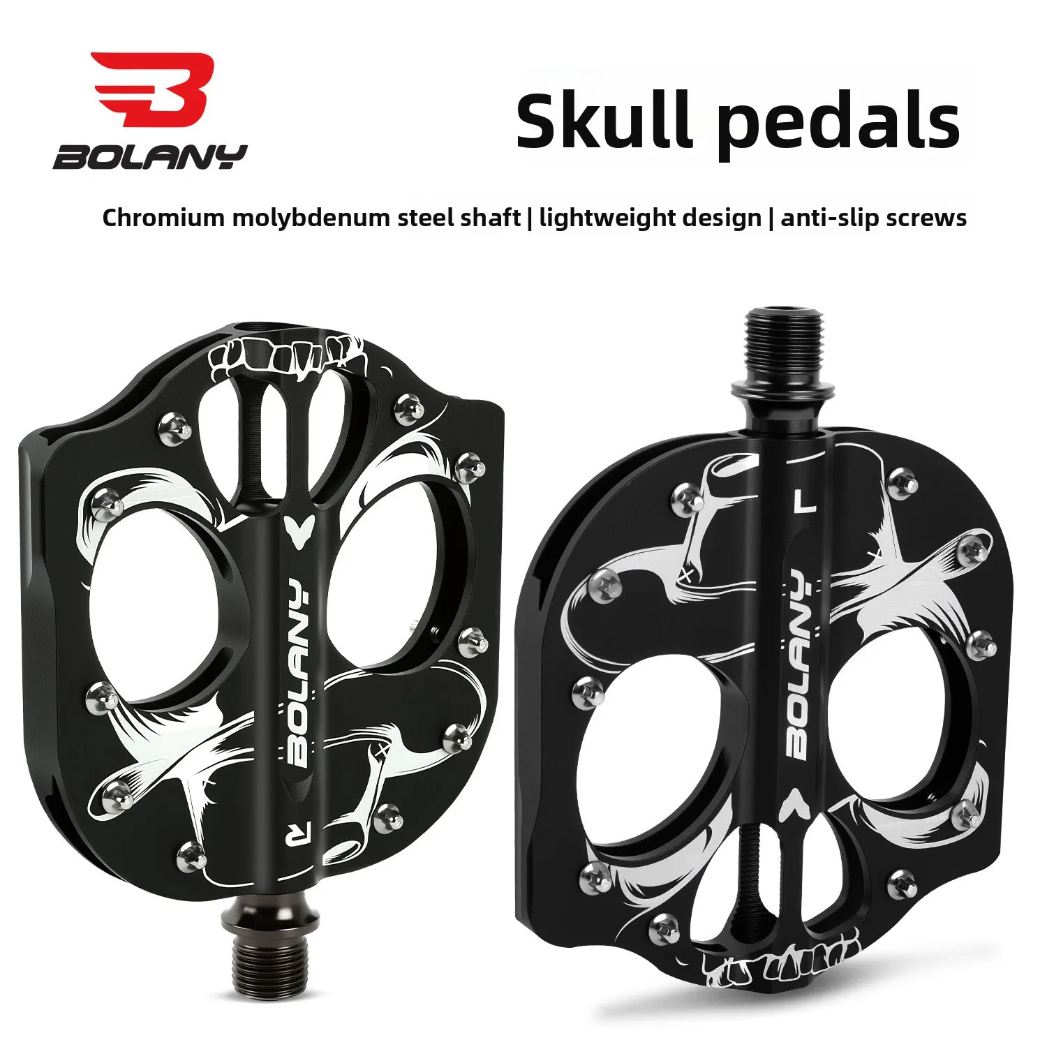 BOLANY Mountain Bike Pedals Aluminum Alloy Wide Platform Anti-Slip Pins Smooth Bearing Flat Pedals for MTB Road BMX Bicycle