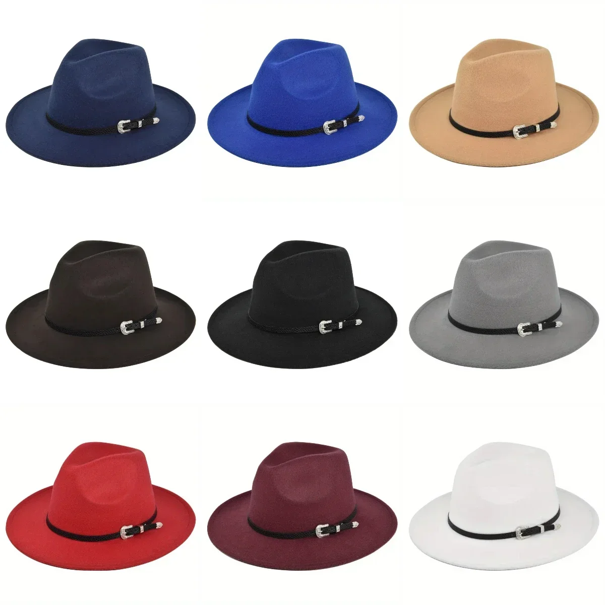 Retro Solid Color Top Hat Belt Decoration Adjustable Soft and Comfortable Magic Hat Spring Autumn Fashionable Elegant Felt Hat