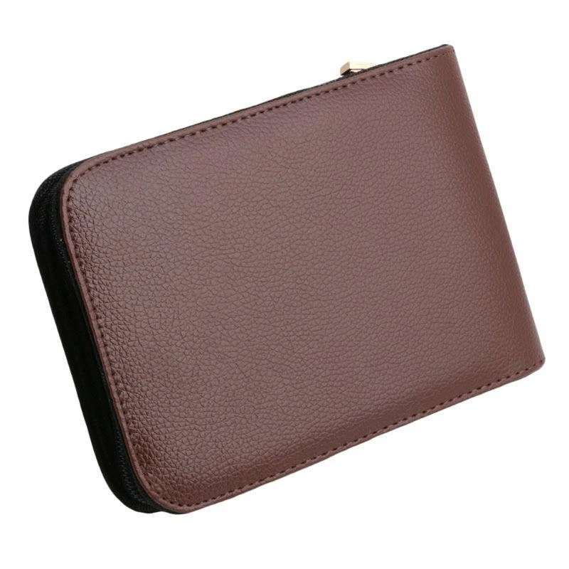 W89C 12 Pens Fountain Pen/Roller Pen Faux Leather Zipper for Case Holder New