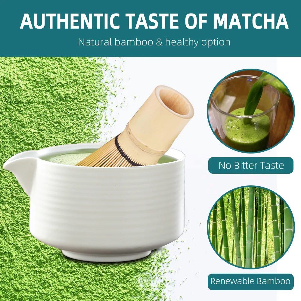 4PCS Japanese Matcha Tea Set Whisk Stand Tea Ceremony Matcha Bowl Grinder Brushes Tea Tools Holder Tea-making Tea Accessories