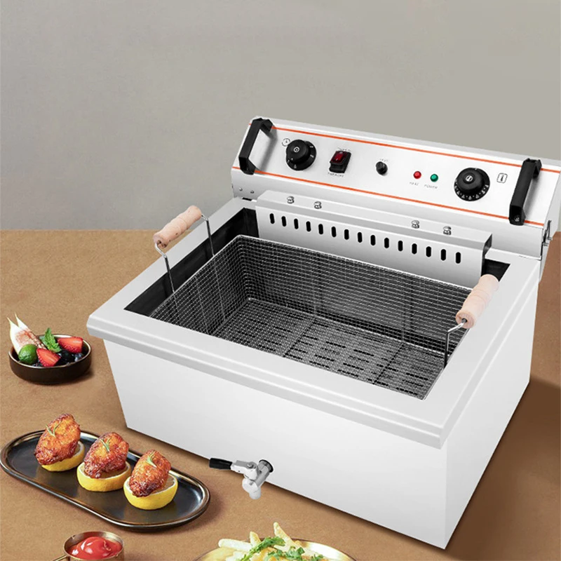 

20L/30L Electric Deep Fryer for French Fries, Chicken Cutlets, and Chicken Wings; Street Food Vending; Commercial Kitchen Equipm