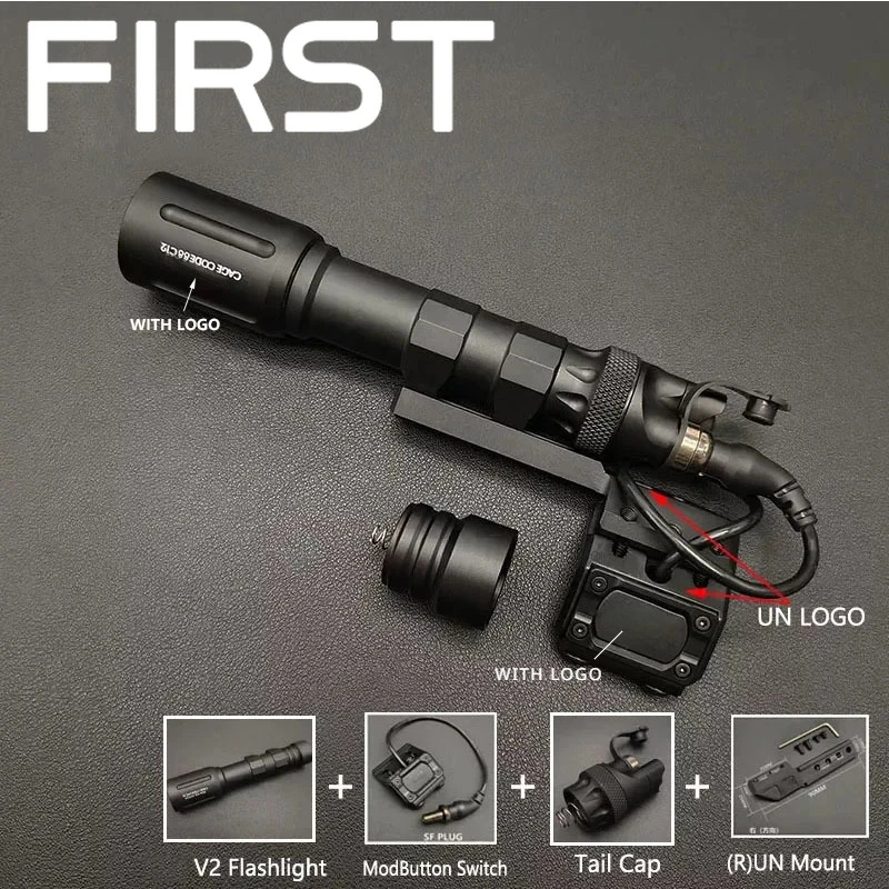 Torcia tattica V2 LED airsft arma Gun Scout Light con pressostato Modbutton montaggio offset Fit 21MM Picatinny Rail