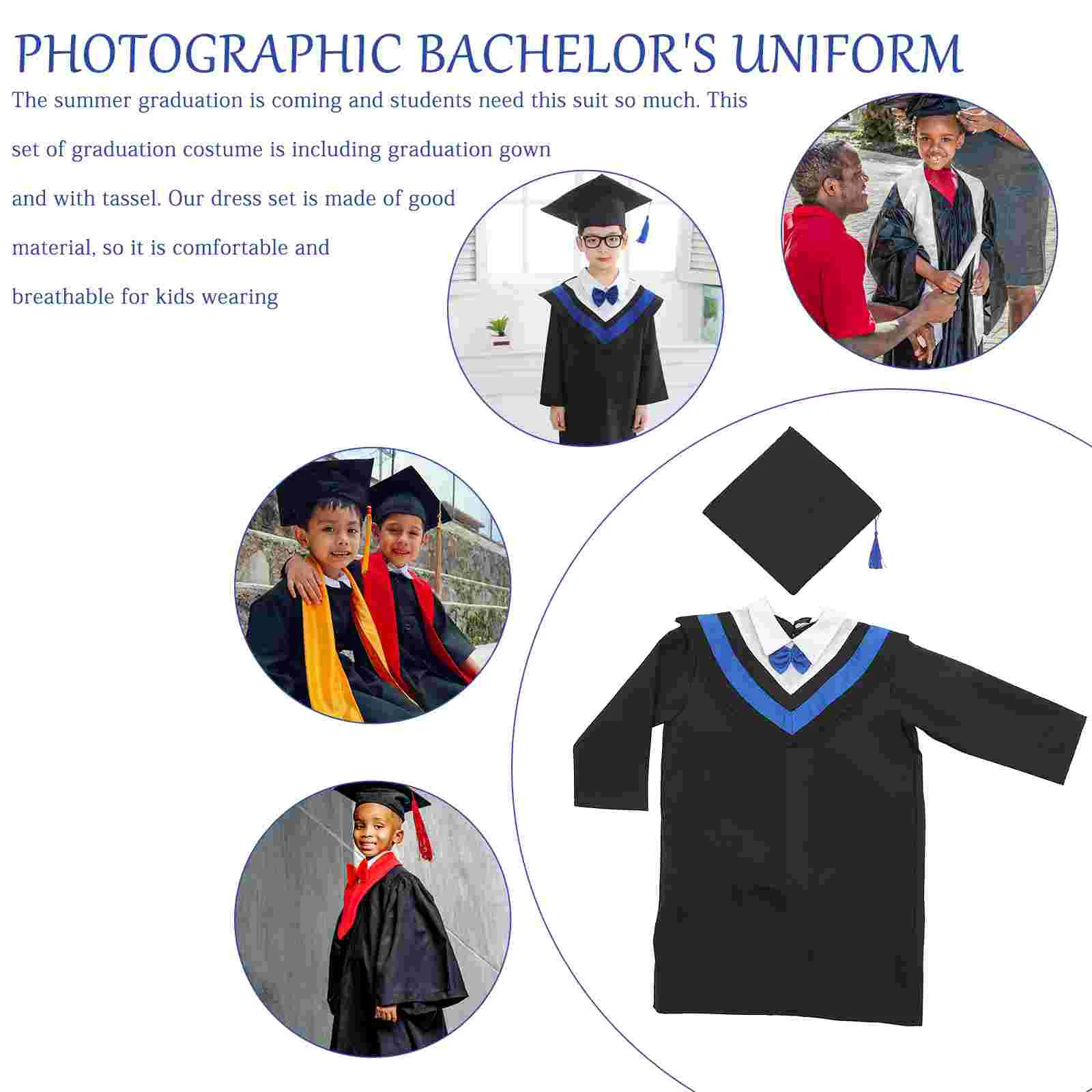 Preschool Graduation Robe Kid Black Cap and Gown Academic Dress 2022 Gifts Kids Tassel Hat