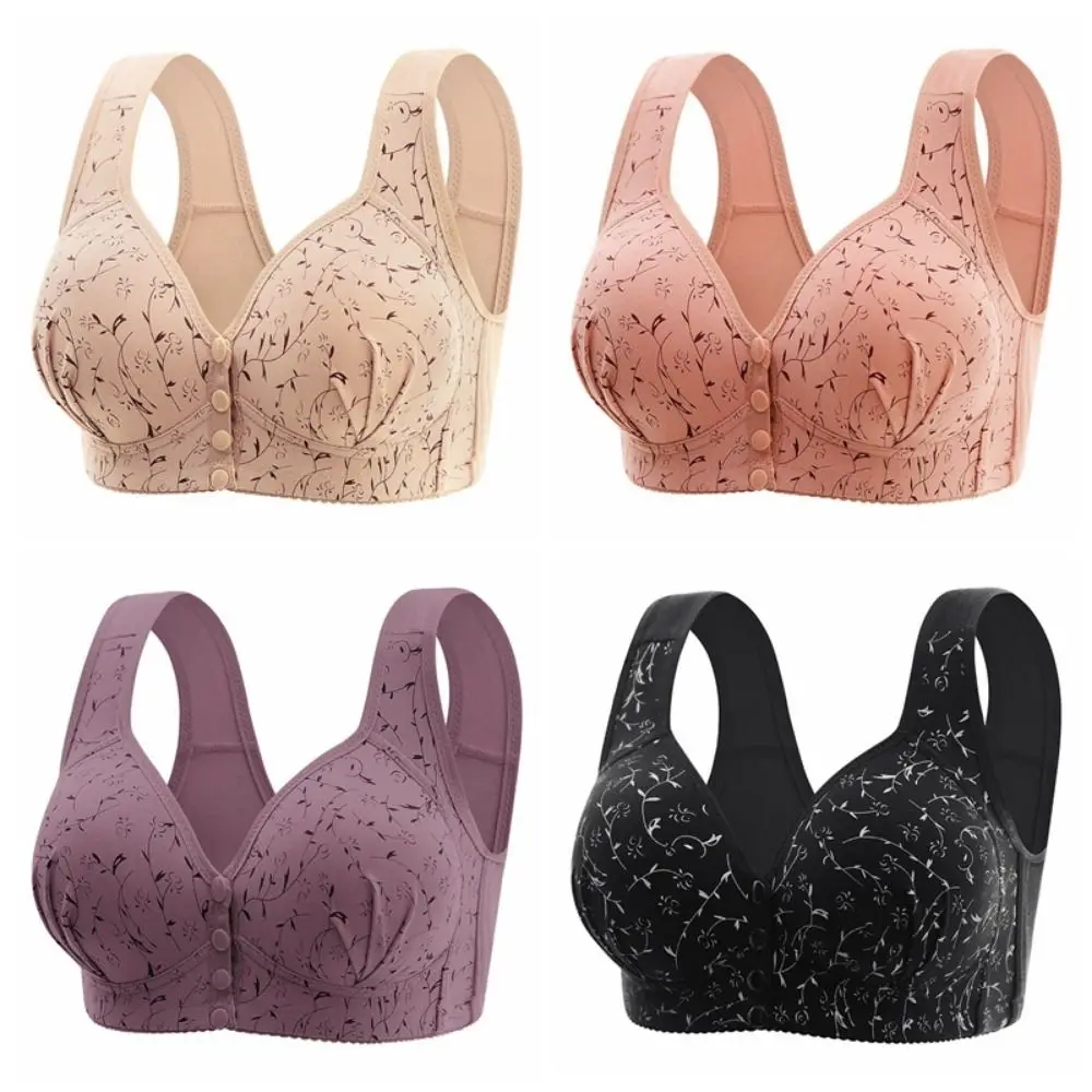 Comfortable Women Bras for Older Women Convenient Breathable Front Close Button Cotton Bras Full Cup Plus Size Women Lingerie