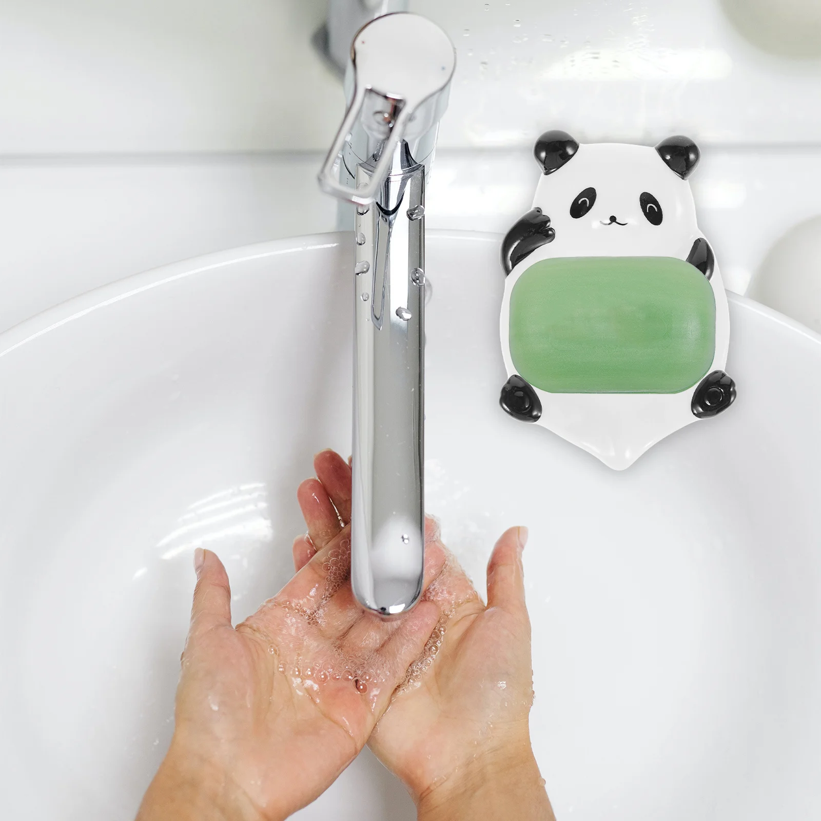 

Ceramic Panda Soap Tray Drainage Holder Bathroom Shower Vanity Countertop Soap Dish Storage Box Bathroom Supplies,