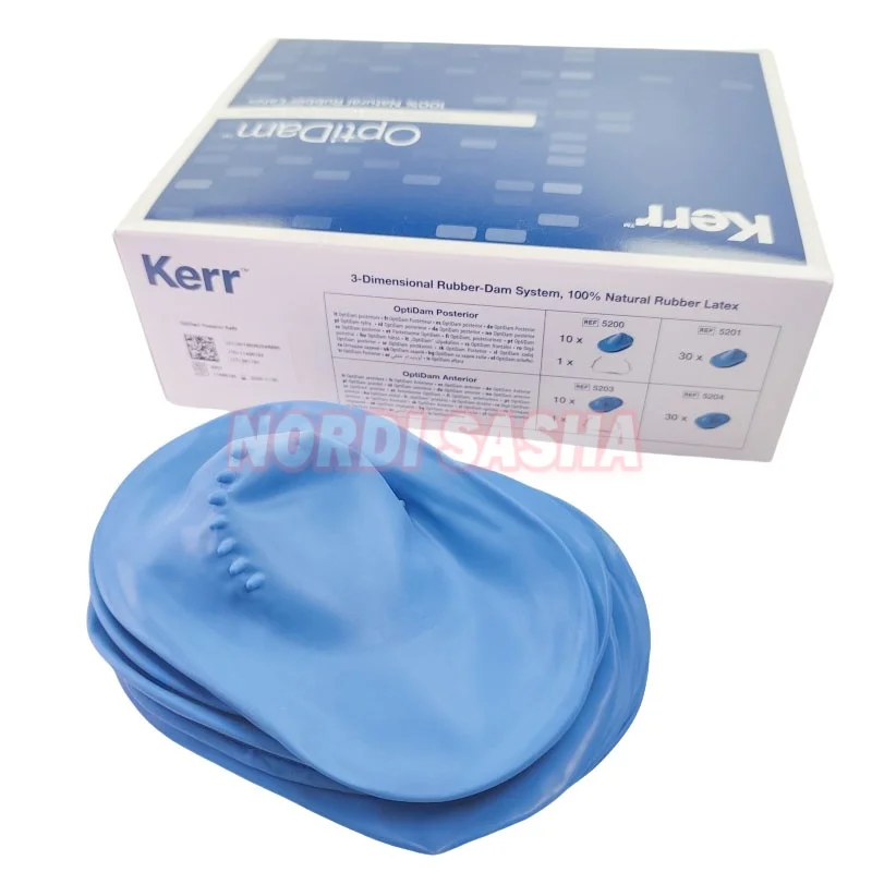 30Pcs/Box Kerr OptiDam Rubber Barrier Dental 3-Dimensional Rubber Dam Natural Rubber Latex NO:5204 Anterior/NO:5201 Posterior