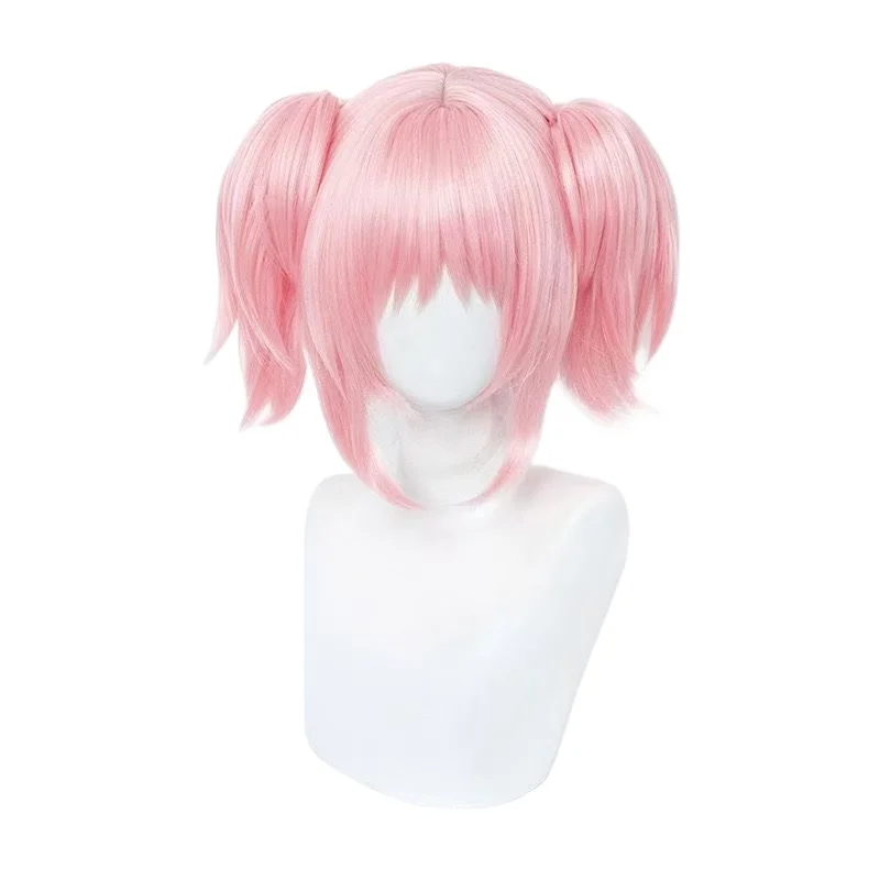 35Cm Cos Magic Girl Small Circle, Deer Eye Round Cosplay Short Straight Hair, Simple Short Double Ponytail Care 5pcs Set