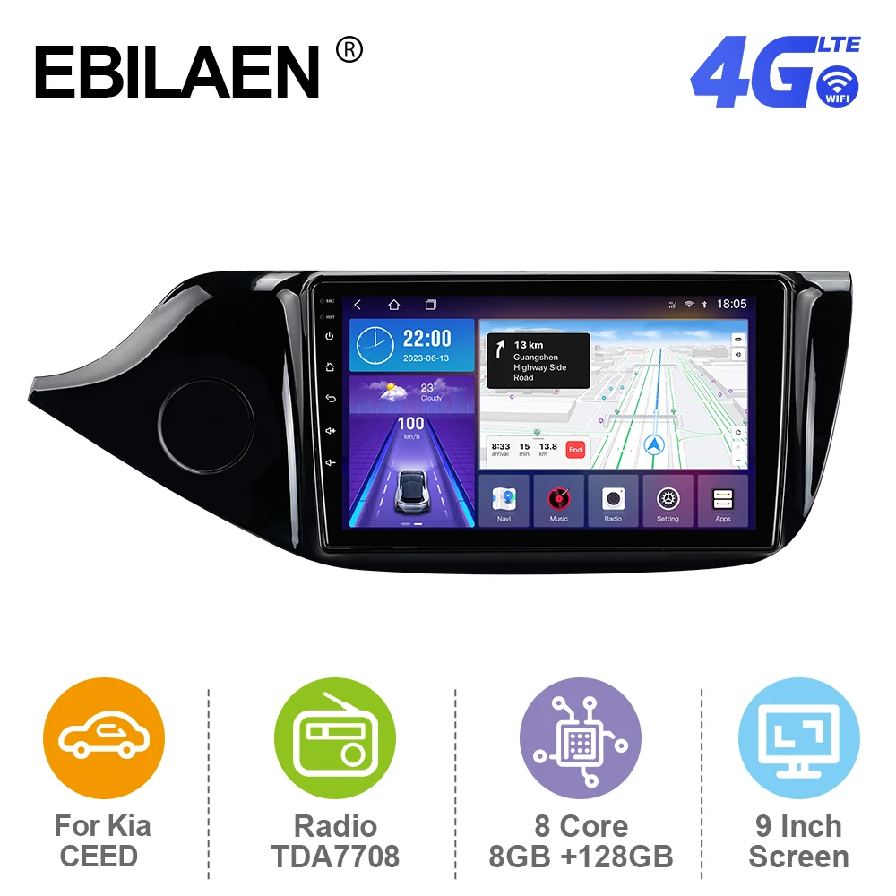 

EBILAEN Android 12 Car Radio For Kia Ceed Cee'd 2 JD 2012-2016 Multimedia Player GPS RDS Navigation Carplay Autoradio 4G FM