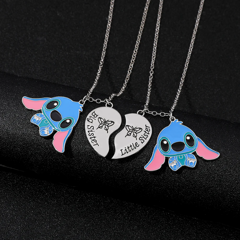 الكرتون غرزة الحب الربط قلادة قلادة رسالة BigStitch LittleStitch تصميم لطيف هدية لأفضل الأصدقاء #3