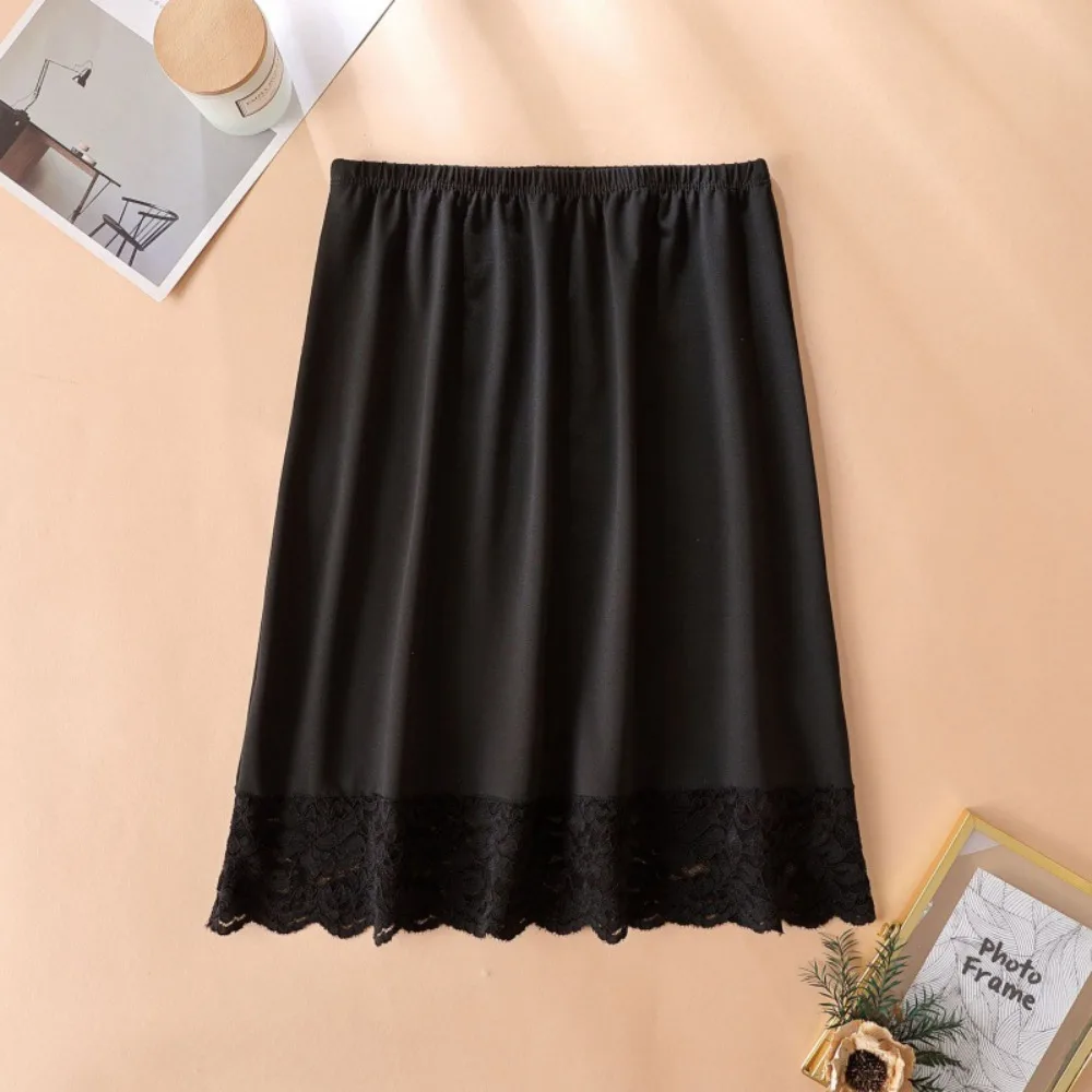 Lace Flower Women\'s Dress Underskirt Slips Innerwear Solid Color Half Slips Dress Underdress Anti-glare Safety Skirt Petticoat