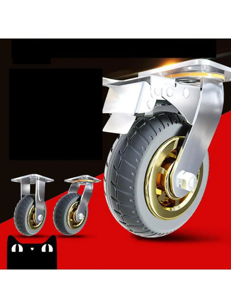 

8 Inch heavy Duty Caster Universal Wheel Directional Brake Combination Silent Rubber Steering Inch