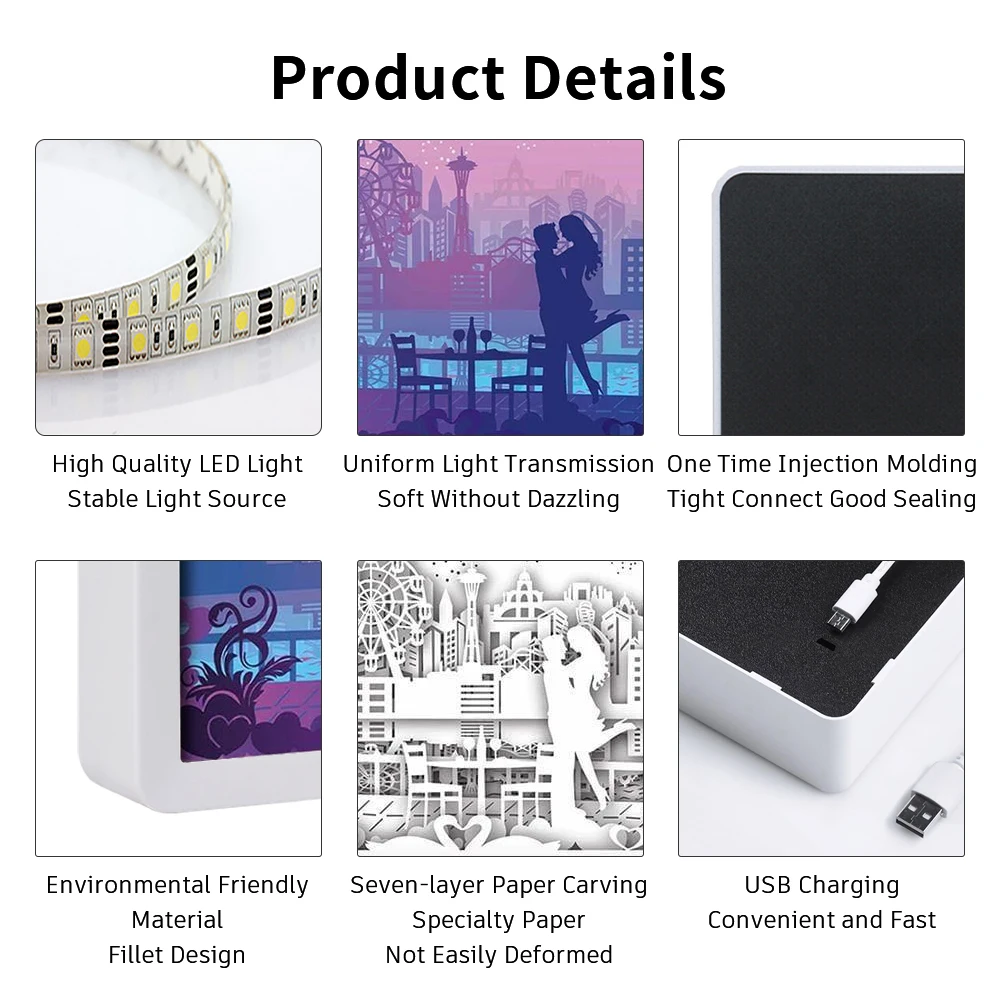 Night Light Anime Led Box Love Paper Cut Light Box 3D Shadow Box Wall Art Picture Frame Aesthetic Decoration Gift For Girlfriend