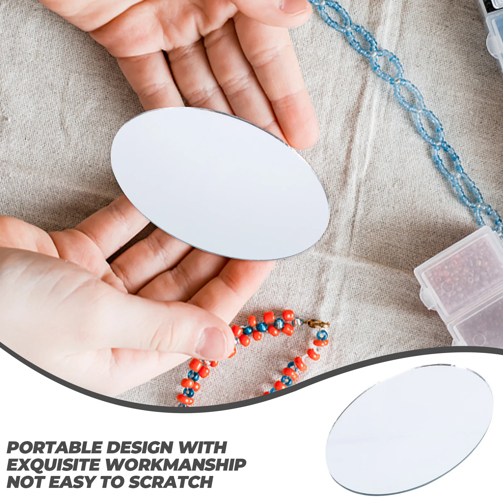 20Pcs Unfinished Oval Mirror Lens for DIY Makeup Mirror - Mini Compact Small Portable Craft Kit Women Gift