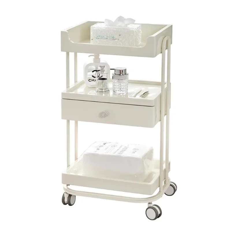 Cream Wind Beauty Cart Beauty Salon Special Tool Cart Nail Art Tattoo Embroidery Skin Management Cart Mobile Shelf