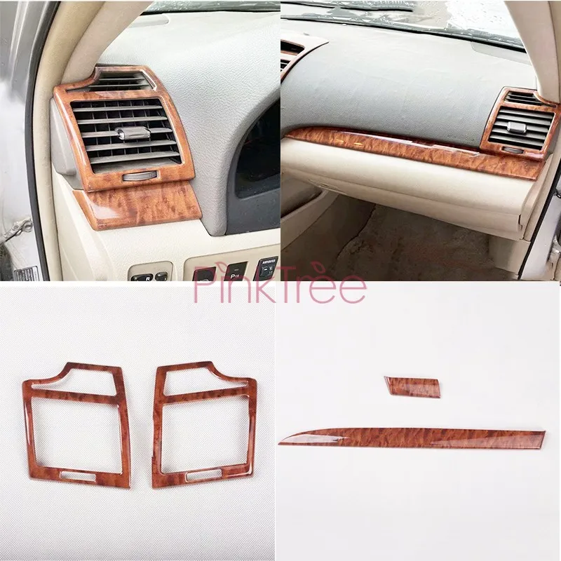 For Toyota Camry 2006- 2011 Wooden Color Interior Dashboard Trim Air Vent Cover Decoration Car Accessories