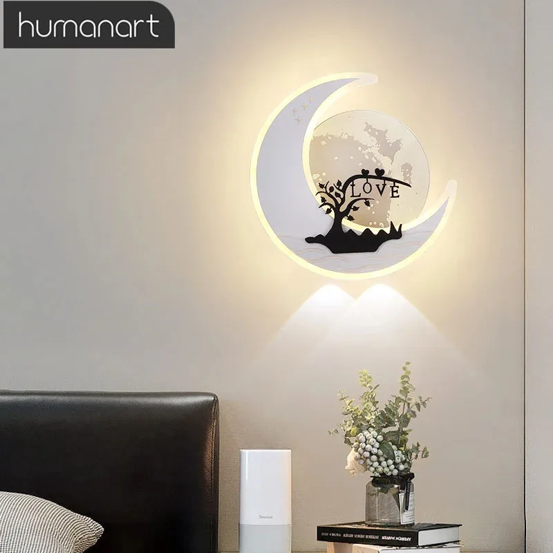 Romantic Wall Lamp Modern Simple Wall Lamp For Living Room Children Room Decoration Staircase White Black Lights Home Decor