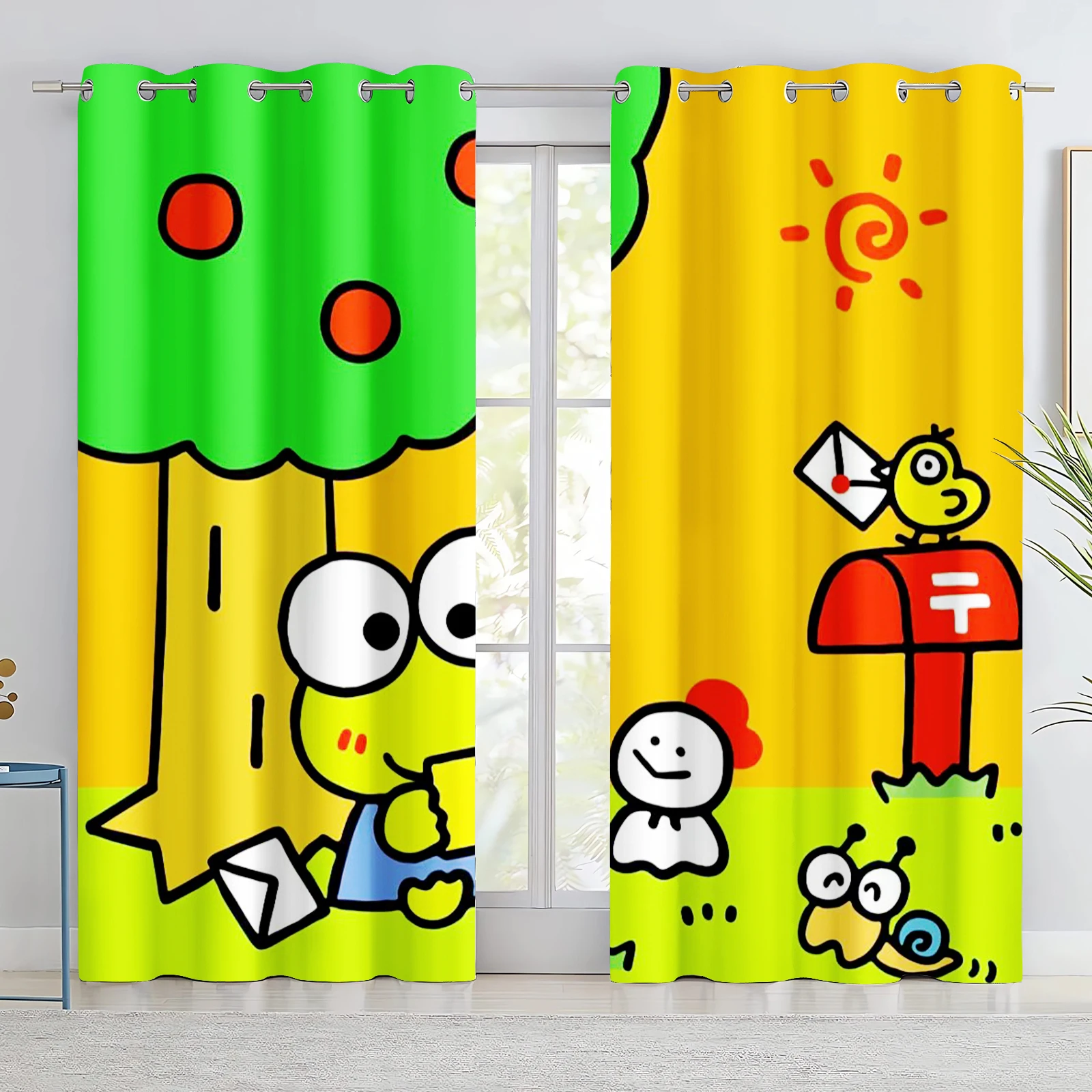 

Big Eyed Frog Curtain Cartoon Keroppi Window Sanrio Decoration 100% Polyester Shade Curtains Bedroom Living Room Home 2 Tablets