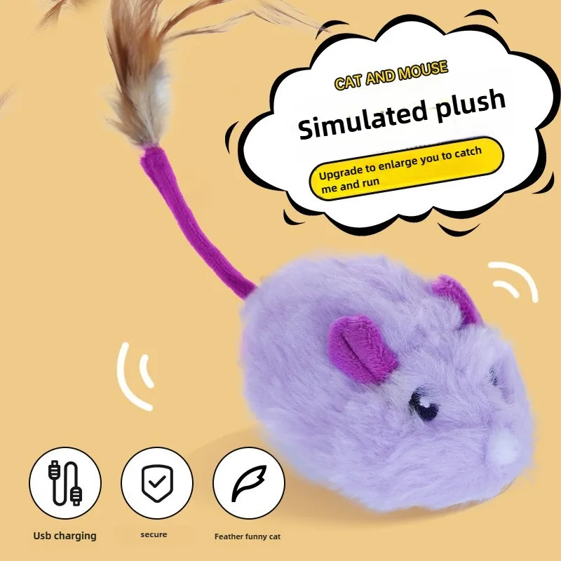 Mice for Cats Funny Cat Toy Rechargeable Upgraded Electric Induction Mouse Simulation Plush Cat Self-pleasure to Relieve Boredom