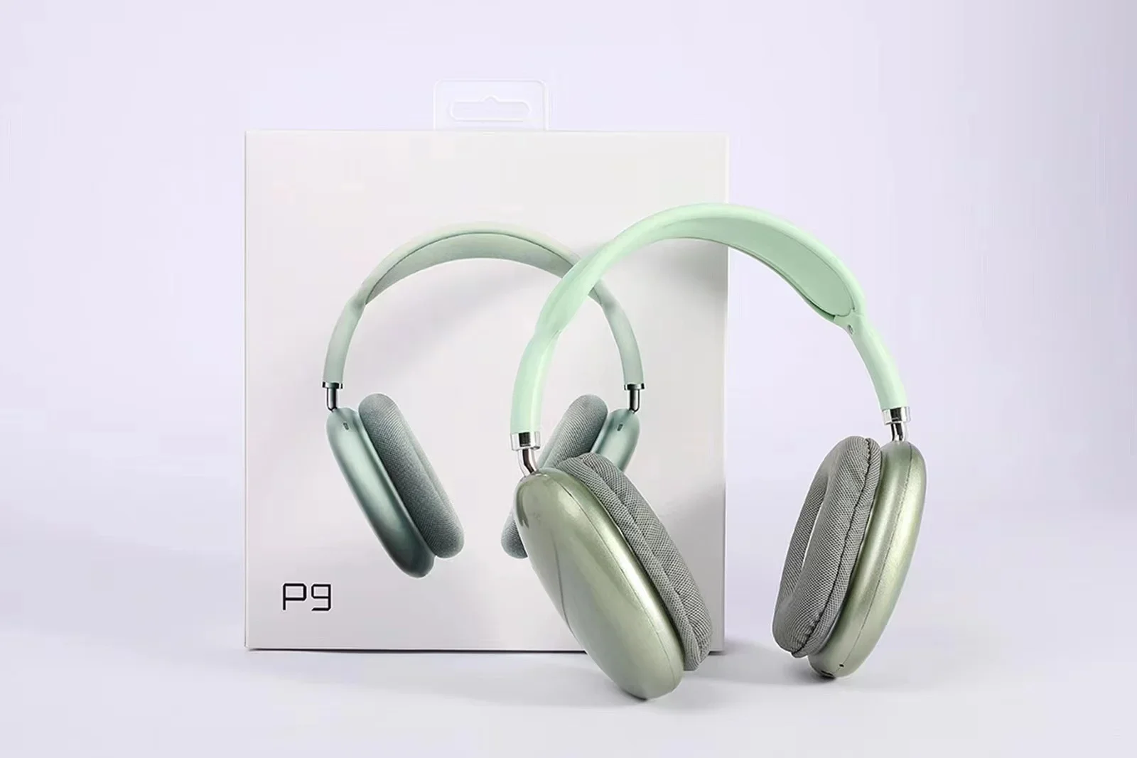 P9 Wearing couple headphones on the head