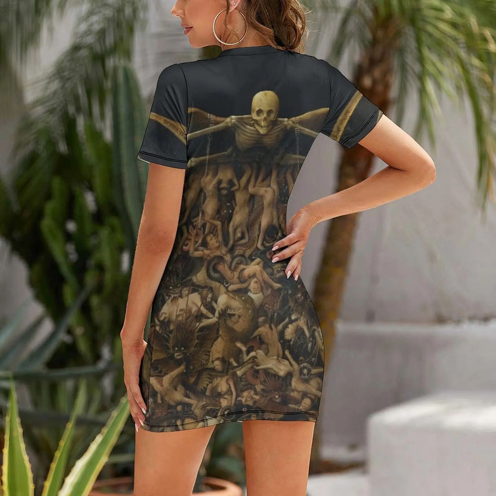 فستان HD The Crucifixion The Last Judgment (تفاصيل) من Jan van Eyck عالي الوضوح بأكمام قصيرة للفتيات #2